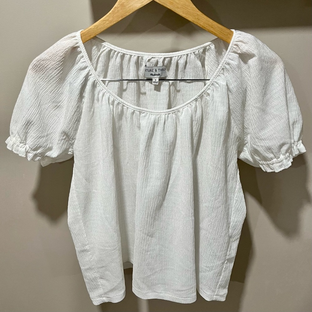 Madewell Texture And Thread Women’s White Peasant Top S